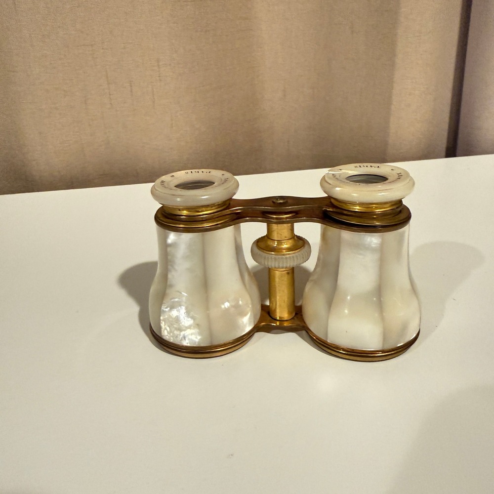 Antique Lemaire Fabricant Paris Mother of Pearl Brass Opera Glasses Binoculars